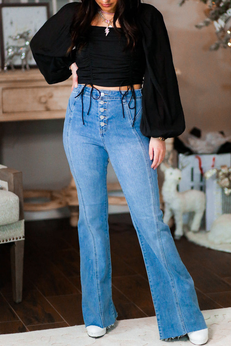 Black Ruched Long Sleeve Crop Top - Shop Cute Outfits At Kendry Collection Boutique