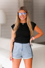 Hope Silver Studded Denim Shorts - Shop Kendry Collection Boutique