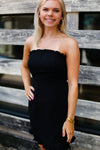 Black Ruffle Hem Strapless Mini Dress - Kendry Collection Boutique