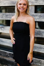 Black Ruffle Hem Strapless Mini Dress - Kendry Collection Boutique
