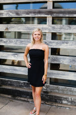 Black Ruffle Hem Strapless Mini Dress - Kendry Collection Boutique