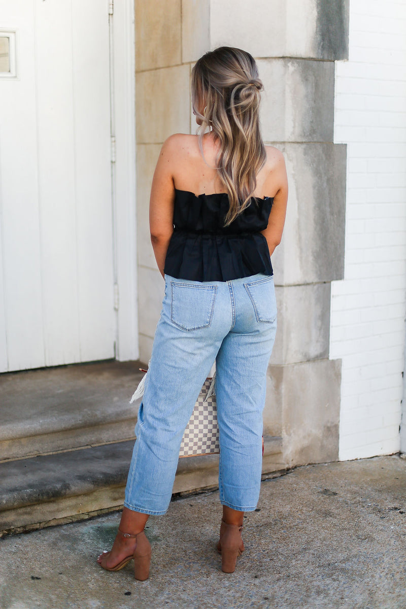 Black Ruffle Tube Top - Shop Kendry Collection Boutique