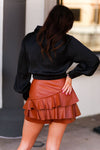 Black Satin Front Twist Long Sleeve Blouse - Shop Kendry Collection Boutique
