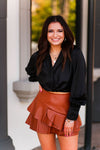 Black Satin Front Twist Long Sleeve Blouse - Shop Kendry Collection Boutique