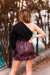 Black Satin One Shoulder Cropped Blouse - Kendry Collection Boutique