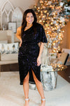 Black Sequin One Shoulder Midi Dress - Kendry Collection Boutique