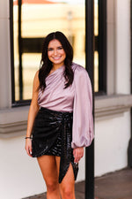 Black Sequin Wrap Mini Skirt - Shop Kendry Collection Boutique