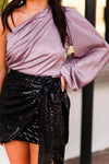 Black Sequin Wrap Mini Skirt - Shop Kendry Collection Boutique