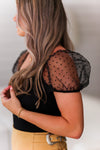 Black Sheer Puff Sleeve Bodysuit - Kendry Collection Boutique Online