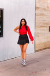 Black Shimmer Asymmetrical Ruffle Mini Skort - Shop Kendry Collection 