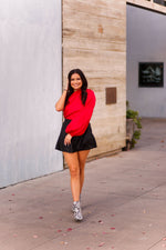 Black Shimmer Asymmetrical Ruffle Mini Skort - Shop Kendry Collection 
