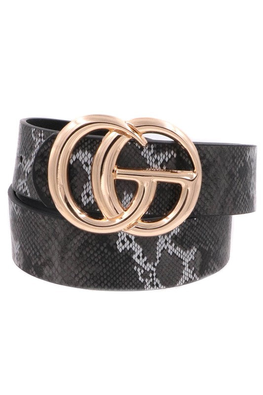 Black Snakeskin Faux Leather G Belt - Kendry Collection Boutique