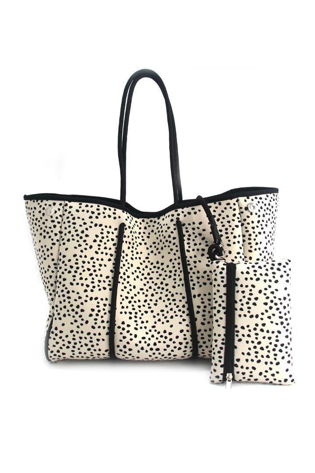 Black Spotted Neoprene Tote Bag - Shop Kendry Collectioon Boutique