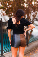 Black and Brown Faux Leather Shorts - Kendry Collection Boutique
