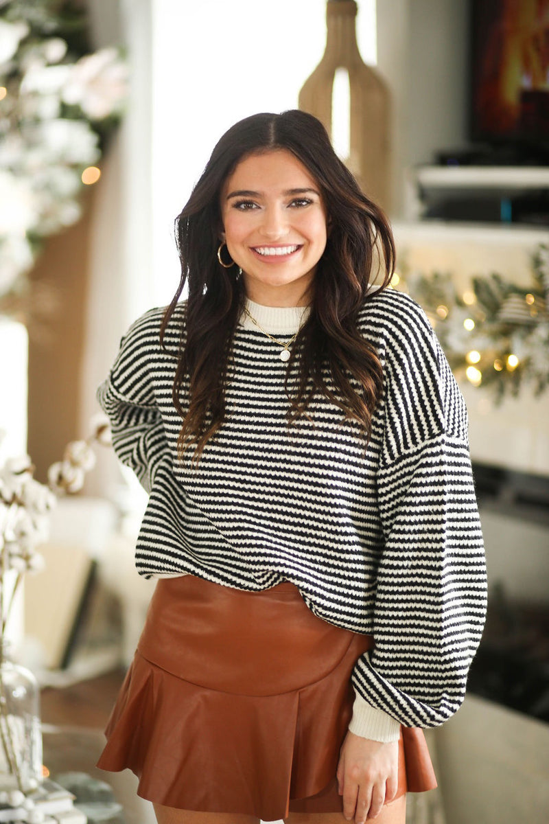 Black and Cream Stripped Sweater
