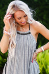 Black and White Beaded High Neck Tank Top - Kendry Collection Boutique