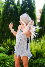 Black and White Beaded High Neck Tank Top - Kendry Collection Boutique