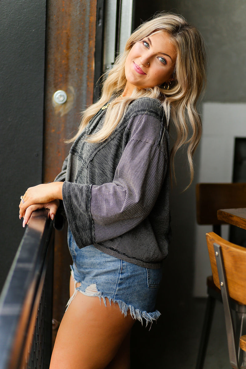 Black and White Striped Pullover - Shop Kendry Collection Boutique