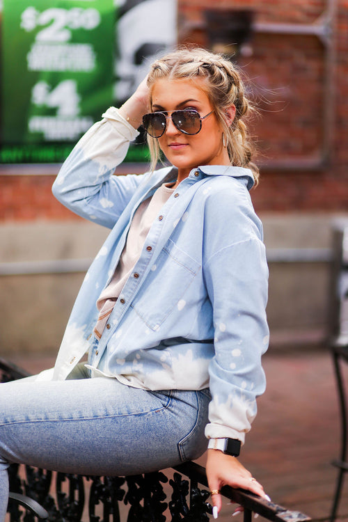 Bleached Chambray Button Down - Shop Kendry Collection Boutique 