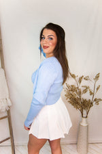Blue Bell Cropped Ribbed Knit Cardigan - Kendry Collection Boutique