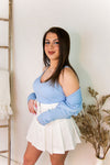 Blue Bell Cropped Ribbed Knit Cardigan - Kendry Collection Boutique