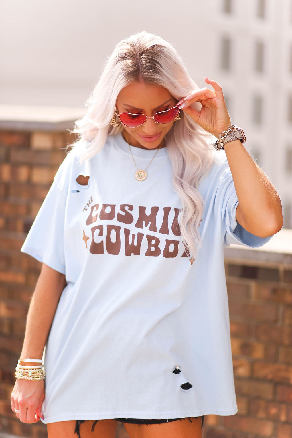 Blue Cosmic Cowboy Graphic Tee - Shop Kendry Collection Boutique
