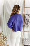  Blue Distressed Hem Ribbed Sweater - Shop Kendry Collection Boutique