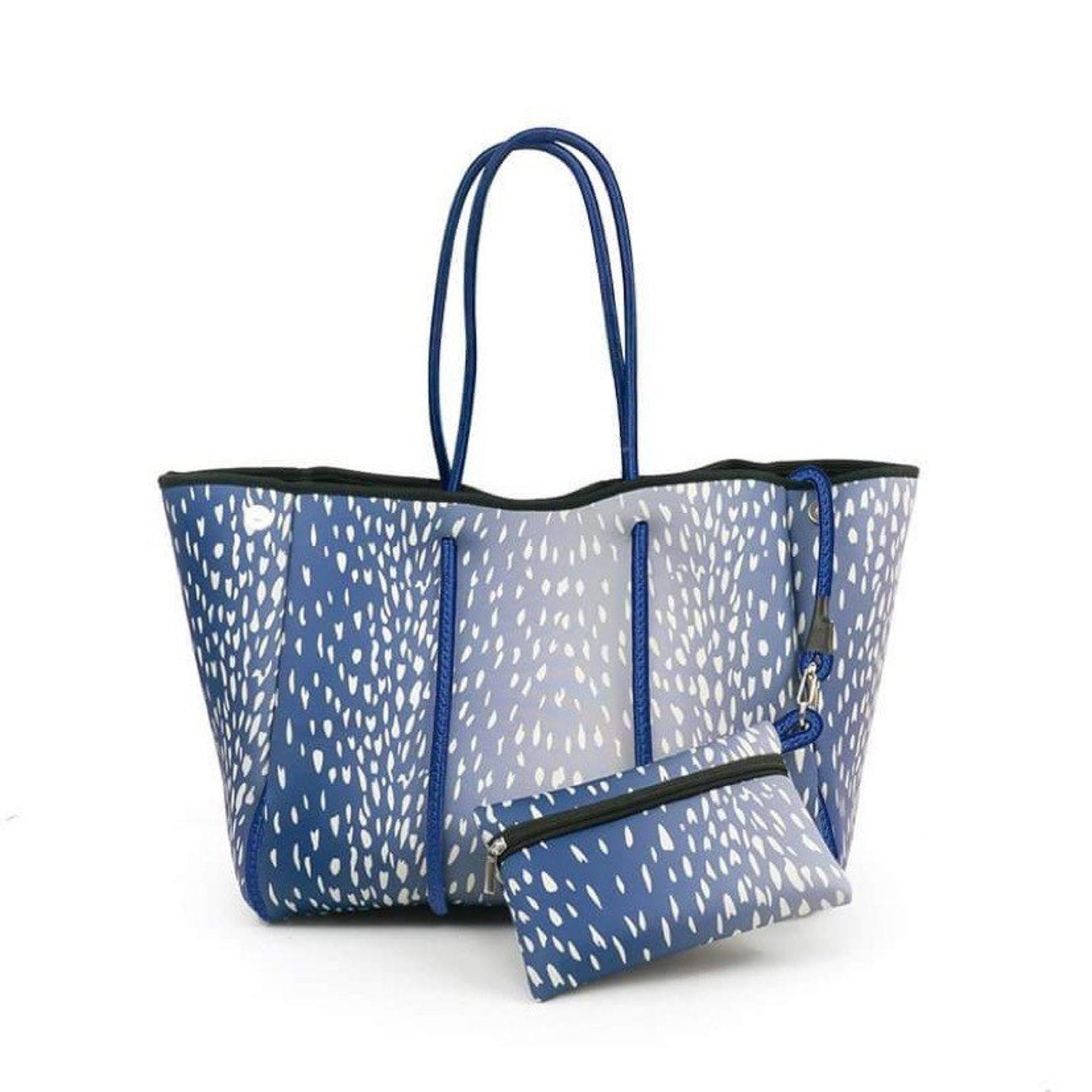 Blue Fawn Pattern Neoprene Tote Bag - Shop Kendry Collection Boutique
