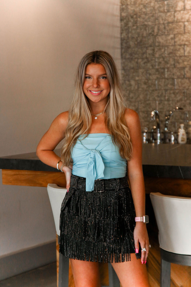 Blue Front Tie Tube Top - Shop Kendry Collection Boutique 