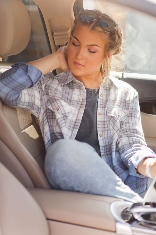 Blue Ombre Button Down Flannel - Shop Kendry Collection Boutique