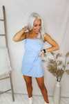 Blue Polka Dot Wrap Mini Dress - Shop Kendry Collection Boutique