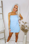 Blue Polka Dot Wrap Mini Dress - Shop Kendry Collection Boutique