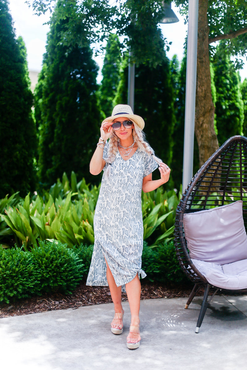 Blue Snakeskin Maxi Dress - Shop Kendry Collection Online Boutique
