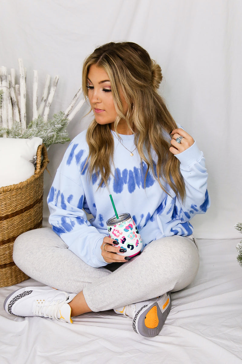 Blue Tie Dye Crewneck Sweatshirt - Shop Kendry Collection Boutique 