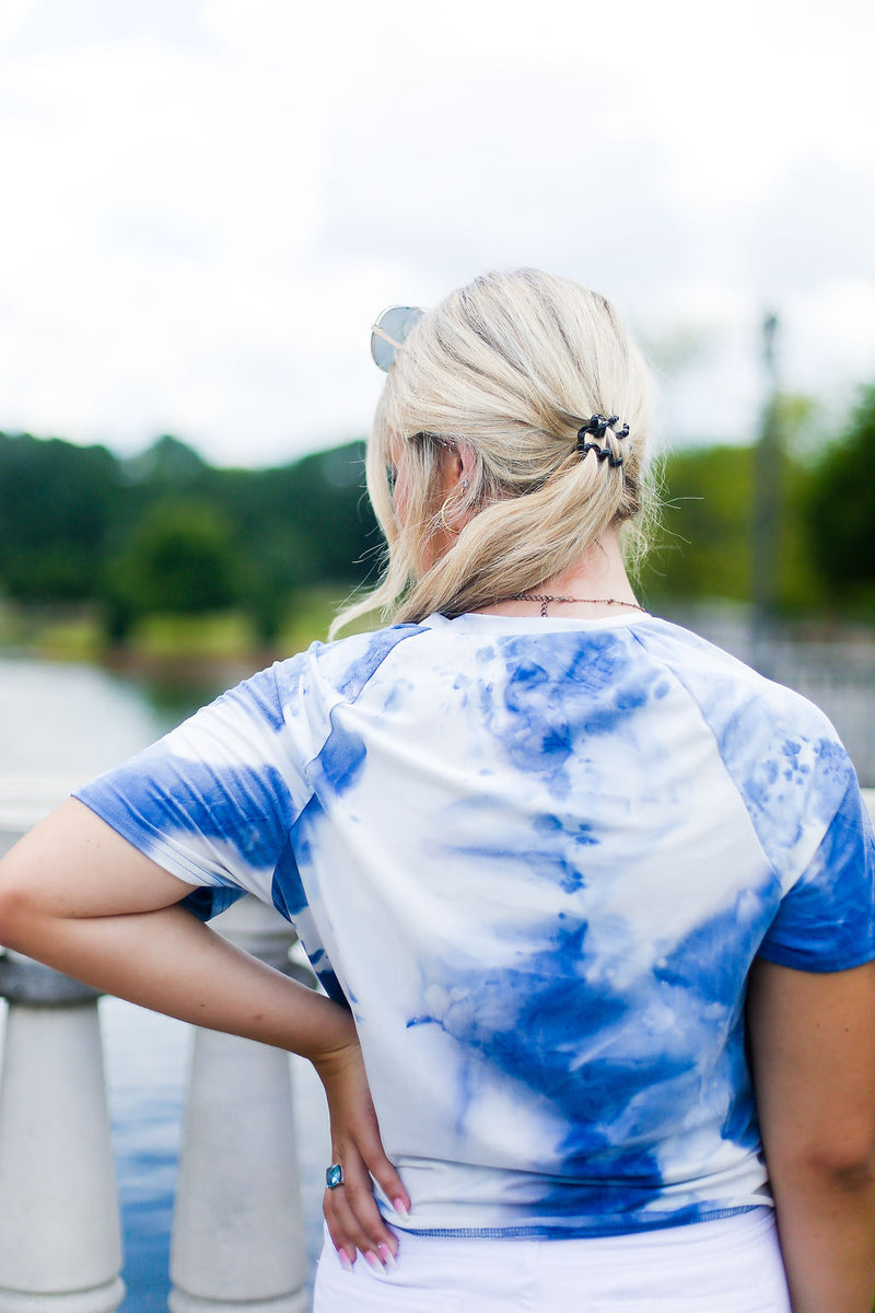 Blue Tie Dye Front Tie T-Shirt - Shop Kendry Collection Boutique