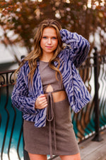Blue Zebra Faux Fur Pea Coat - Shop Kendry Collection Boutique