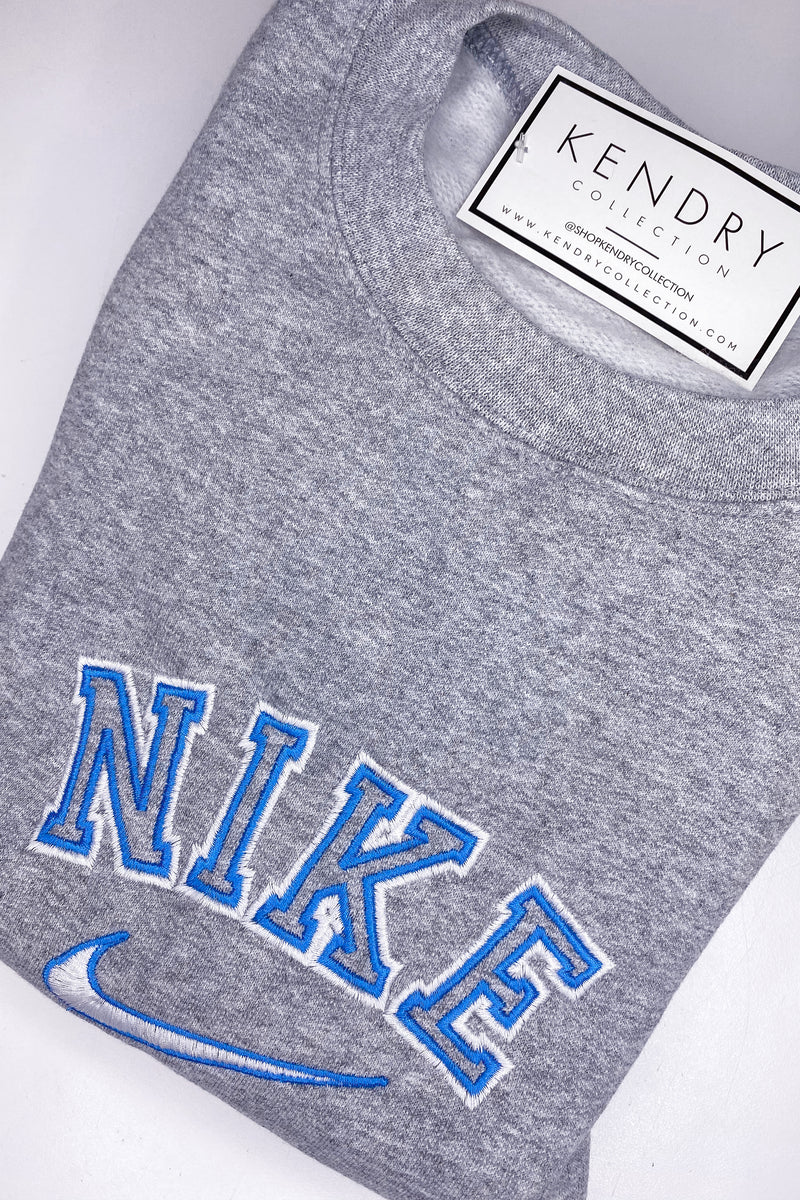 Blue and grey Street Style Crewneck Sweatshirt
