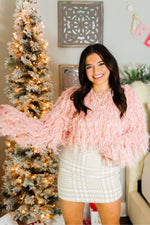 Pink Fringe Knit Cropped Sweater - Shop Kendry Collection Boutique