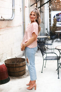 Blush Pink Leopard Silk One Shoulder Top - Kendry Collection Boutique