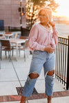 Blush Pink Long Sleeve Button Down Blouse - Shop Kendry Collection Boutique