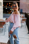 Blush Pink Long Sleeve Button Down Blouse - Shop Kendry Collection Boutique