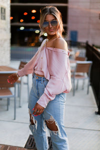 Blush Pink Long Sleeve Button Down Blouse - Shop Kendry Collection Boutique