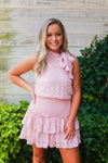 Blush Pink Smocked Ruffle Mock Neck Dress - Shop Cute Dresses Online At Kendry Collection Boutique