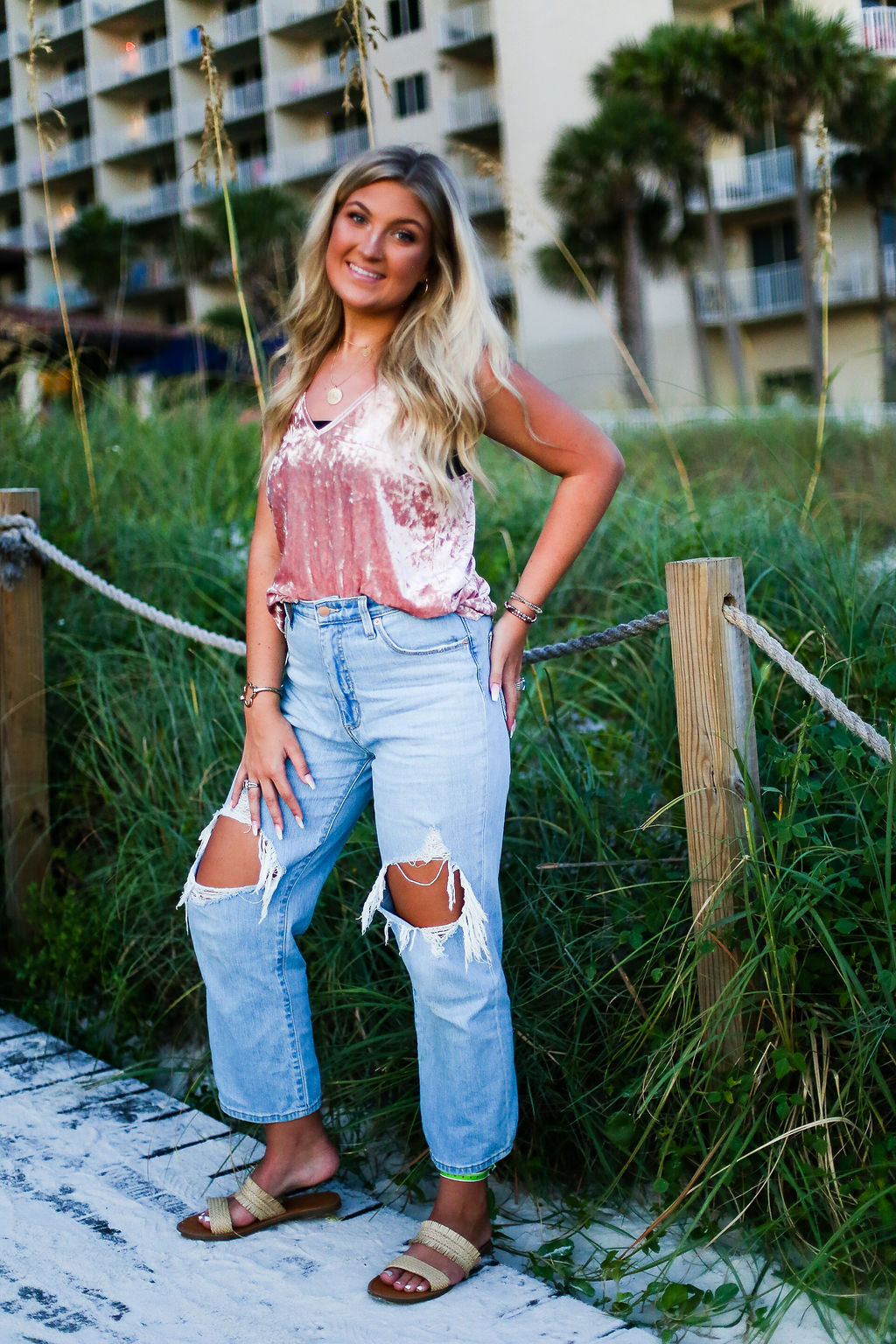 Blush Pink Velvet Tank Top - Shop Kendry Collection Online Boutique