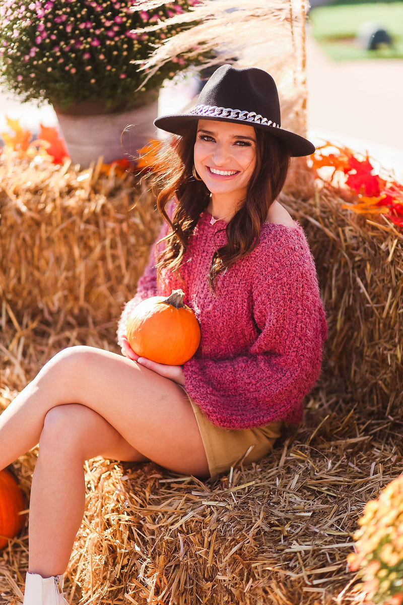 Brick Red Popcorn Sweater - Shop Kendry Collection Boutique