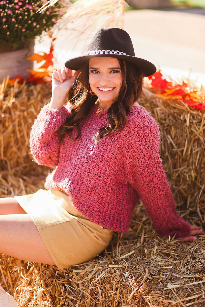 Brick Red Popcorn Sweater - Shop Kendry Collection Boutique