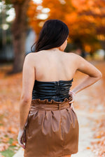Brown Faux Leather Paper Bag Mini Skirt - Kendry Collection Boutique