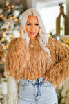 Brown Fringe Knit Cropped Sweater - Shop Kendry Collection Boutique