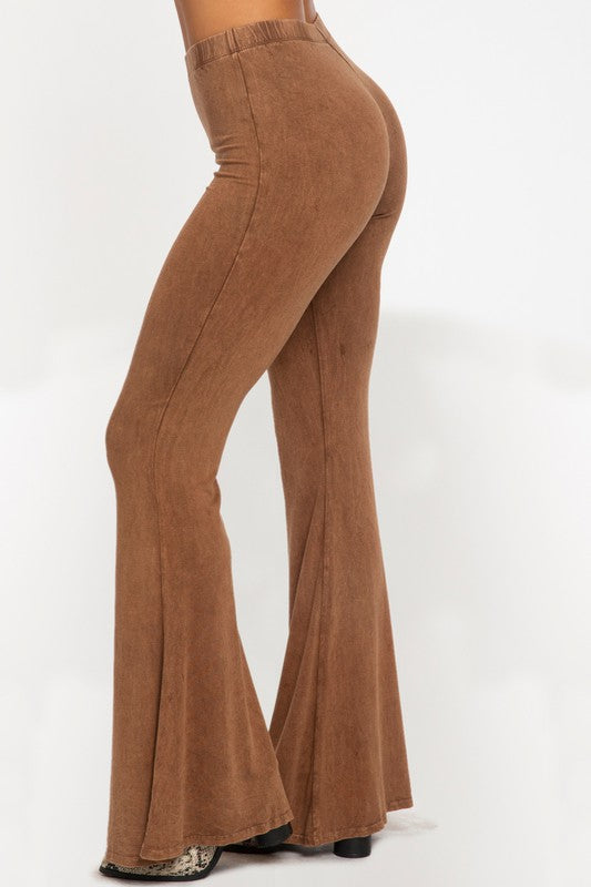 Brown Mineral Wash Flare Yoga Pants - Shop Kendry Collection Boutique