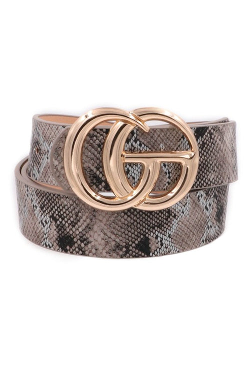 Brown Snakeskin Faux Leather G Belt - Kendry Collection Boutique